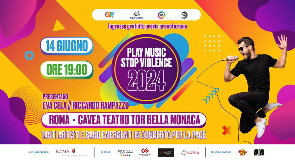 A Roma il Play Music Stop Violence 2024. Artisti e band emergenti in concerto per la pace. Il 14 giugno al Cavea Teatro Tor Bella Monaca ore 19